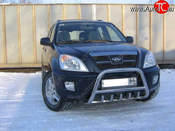 33 999 р. Кенгурятник низкий Slitkoff (Ø 57 мм, с защитой картера)  Chery Tiggo T11 (2005-2013) дорестайлинг  с доставкой в г. Набережные‑Челны