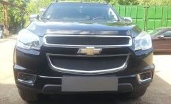 1 469 р. Нижняя сетка на бампер Russtal (черная)  Chevrolet Trailblazer  GM800 (2012-2016) дорестайлинг  с доставкой в г. Набережные‑Челны. Увеличить фотографию 1