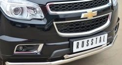 26 599 р. Защита переднего бампера (2 трубыØ63 и 42 мм, нержавейка) SLITKOFF Chevrolet Trailblazer GM800 дорестайлинг (2012-2016)  с доставкой в г. Набережные‑Челны. Увеличить фотографию 2