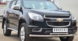 26 599 р. Защита переднего бампера (2 трубыØ63 и 42 мм, нержавейка) SLITKOFF Chevrolet Trailblazer GM800 дорестайлинг (2012-2016)  с доставкой в г. Набережные‑Челны. Увеличить фотографию 4