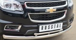 26 999 р. Защита переднего бампера (2 трубыØ76 и 42 мм, нержавейка) SLITKOFF  Chevrolet Trailblazer  GM800 (2012-2016) дорестайлинг  с доставкой в г. Набережные‑Челны. Увеличить фотографию 2