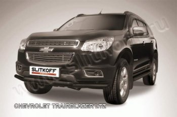 9 449 р. Защита переднего бампера из труб d57 Slitkoff  Chevrolet Trailblazer  GM800 (2012-2016) дорестайлинг (Цвет: серебристый)  с доставкой в г. Набережные‑Челны. Увеличить фотографию 1