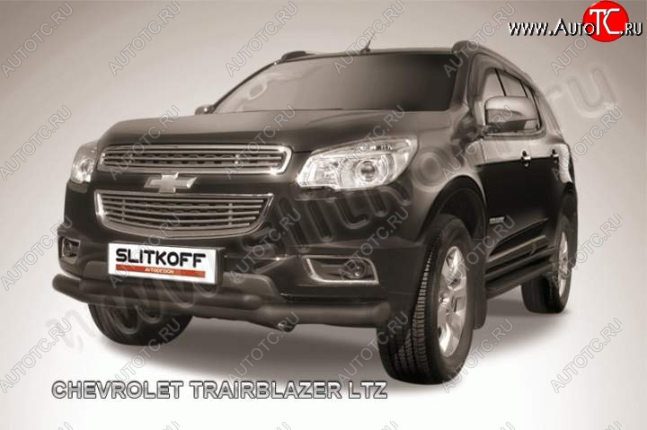 12 699 р. Защита переднего бампера d76 и d57 Slitkoff Chevrolet Trailblazer GM800 дорестайлинг (2012-2016) (Цвет: серебристый)  с доставкой в г. Набережные‑Челны