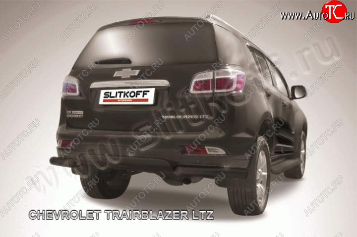 7 999 р. Защита заднего бампера из уголков d76 Slitkoff Chevrolet Trailblazer GM800 дорестайлинг (2012-2016) (Цвет: серебристый)  с доставкой в г. Набережные‑Челны