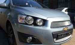 Нижняя сетка на бампер Russtal (хром) Chevrolet Aveo T300 седан (2011-2015)