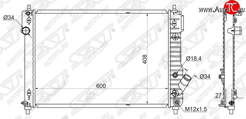 5 699 р. Радиатор двигателя SAT (трубчатый, МКПП) Chevrolet Aveo T300 хэтчбек (2011-2015)  с доставкой в г. Набережные‑Челны