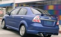 4 499 р. Накладка на задний бампер CT Chevrolet Aveo T250 седан рестайлинг (2006-2011) (Неокрашенная)  с доставкой в г. Набережные‑Челны. Увеличить фотографию 2