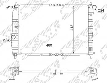 Радиатор двигателя SAT (трубчатый, 1.2, МКПП) Daewoo Kalos (2002-2008)