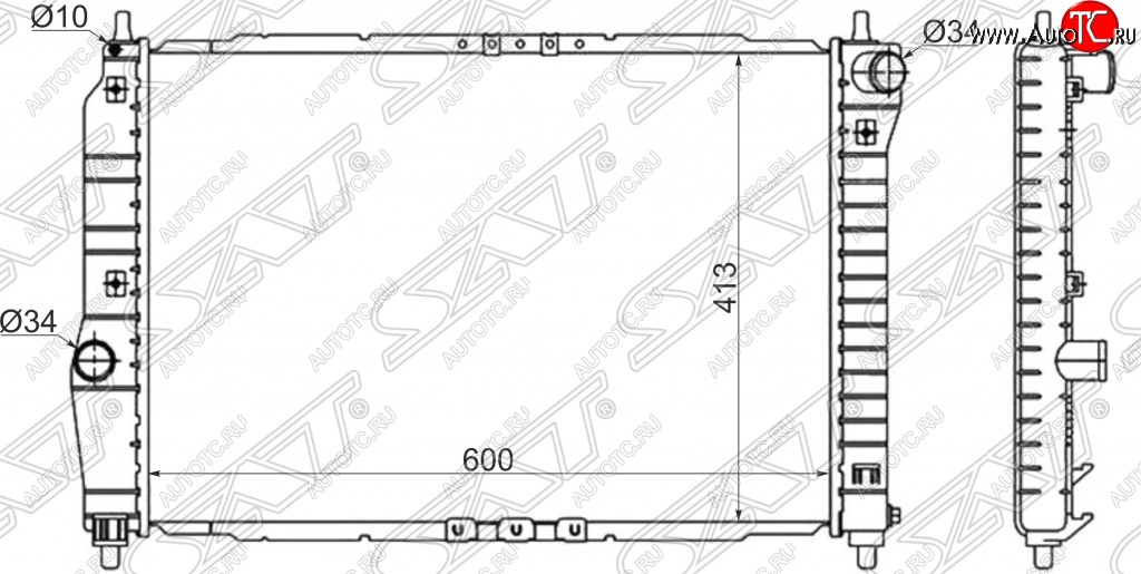 4 789 р. Радиатор двигателя SAT (трубчатый, 1.4, МКПП) Chevrolet Aveo T200 хэтчбек 5 дв (2002-2008)  с доставкой в г. Набережные‑Челны