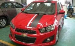 3 699 р. Накладка на передний бампер CT Chevrolet Aveo T300 седан (2011-2015) (Неокрашенная)  с доставкой в г. Набережные‑Челны. Увеличить фотографию 2