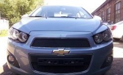 1 469 р. Сетка в решетку радиатора Russtal Chevrolet Aveo T300 хэтчбек (2011-2015) (черная)  с доставкой в г. Набережные‑Челны. Увеличить фотографию 3