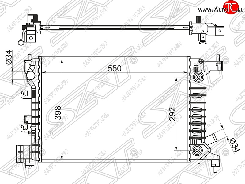 8 549 р. Радиатор двигателя SAT (пластинчатый, 1.2/1.4, АКПП) Chevrolet Aveo T300 седан (2011-2015)  с доставкой в г. Набережные‑Челны