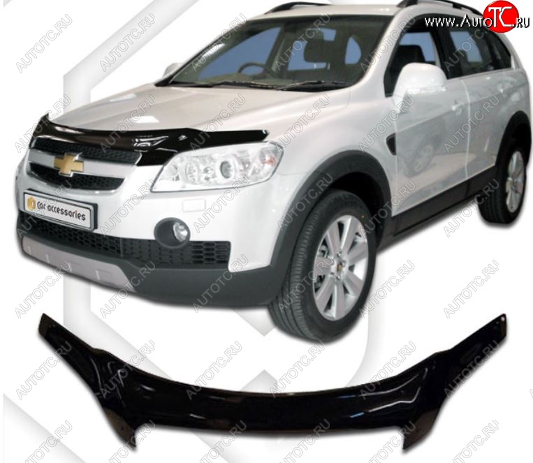 2 599 р. Дефлектор капота CA-Plastic  Chevrolet Captiva (2006-2011)  дорестайлинг (Classic черный, Без надписи)  с доставкой в г. Набережные‑Челны