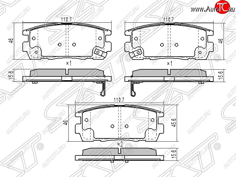 979 р. Колодки тормозные SAT (задние)  Chevrolet Captiva (2006-2016), Hyundai Terracan  HP (2001-2007), Opel Antara (2006-2015)  с доставкой в г. Набережные‑Челны