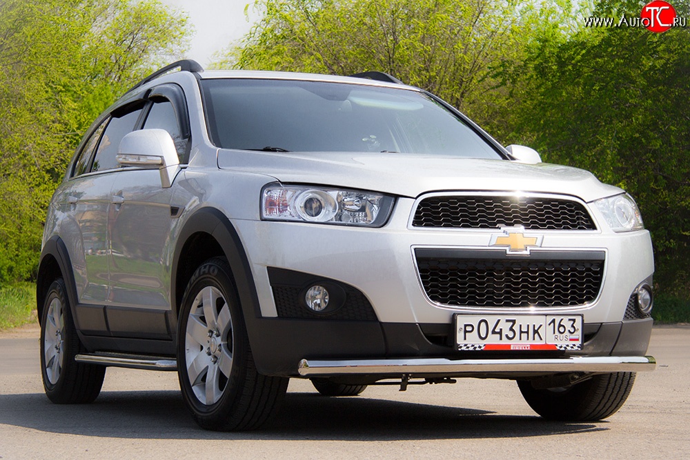 3 289 р. Одинарная защита переднего бампера диаметром 63 мм Petroil Tuning Chevrolet Captiva 1-ый рестайлинг (2011-2013) (Нержавейка)  с доставкой в г. Набережные‑Челны