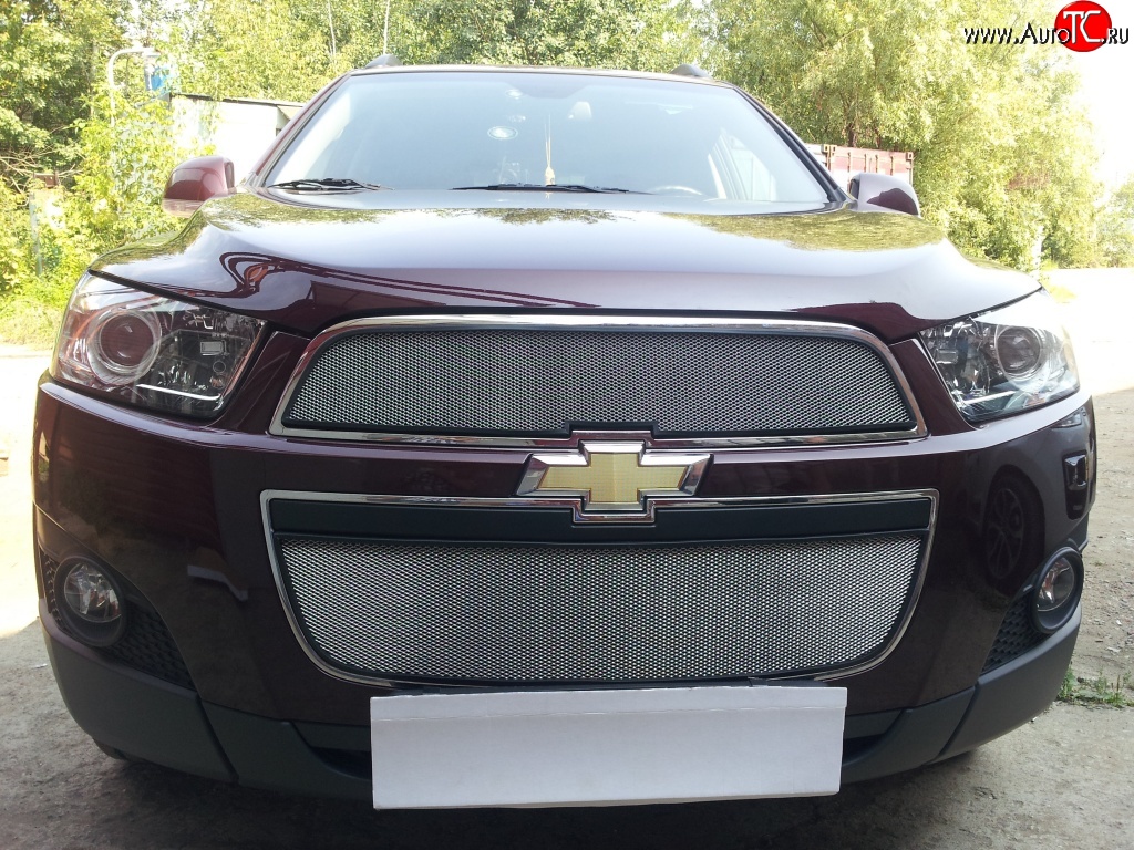 3 199 р. Сетка на бампер Russtal (хром) Chevrolet Captiva 1-ый рестайлинг (2011-2013)  с доставкой в г. Набережные‑Челны