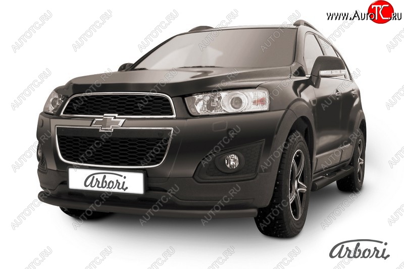 6 389 р. Защита переднего бампера Arbori (радиусная, черная, 1 труба d57 mm). Chevrolet Captiva 2-ой рестайлинг (2013-2016)  с доставкой в г. Набережные‑Челны