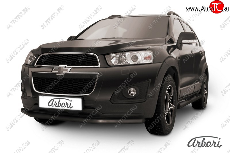 6 389 р. Защита переднего бампера Arbori (черная, 1 труба d57 mm). Chevrolet Captiva 2-ой рестайлинг (2013-2016)  с доставкой в г. Набережные‑Челны