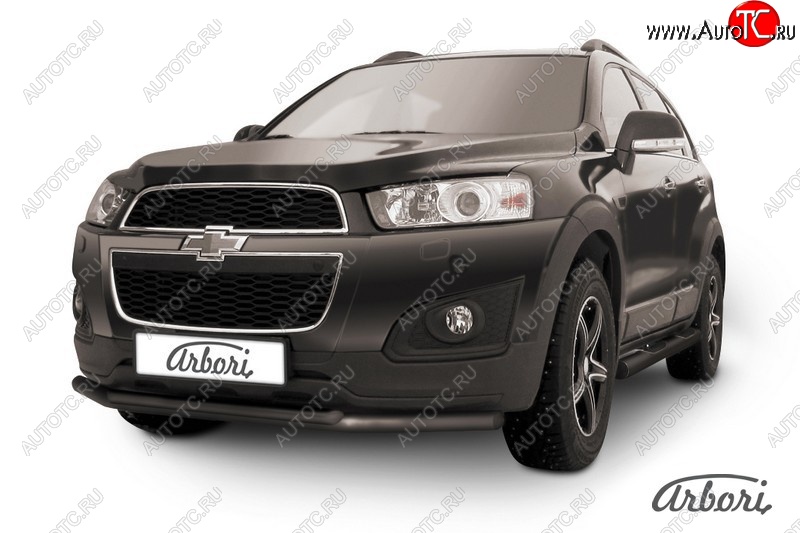 7 559 р. Защита переднего бампера Arbori (черная, 2 трубы d57 и 42 mm). Chevrolet Captiva 2-ой рестайлинг (2013-2016)  с доставкой в г. Набережные‑Челны