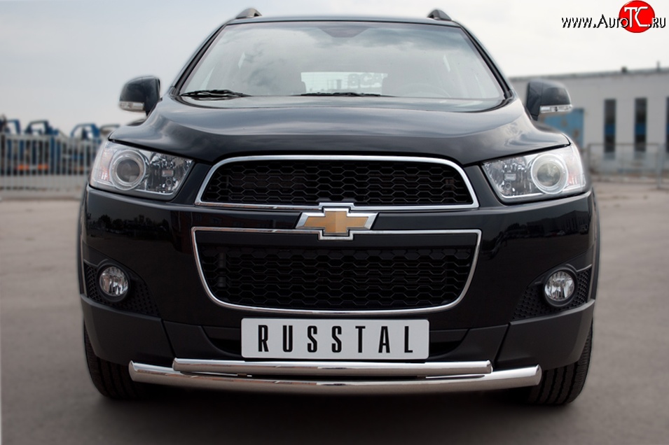 18 399 р. Защита переднего бампера (2 трубыØ63 и 42 мм, нержавейка) SLITKOFF  Chevrolet Captiva (2006-2011)  дорестайлинг  с доставкой в г. Набережные‑Челны