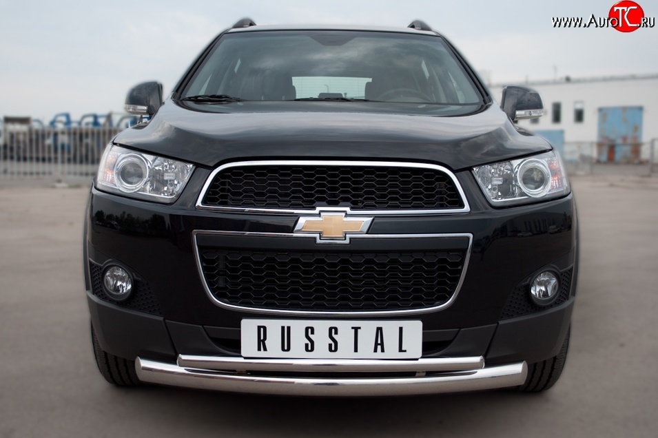 20 749 р. Защита переднего бампера (2 трубыØ76 и 42 мм, нержавейка) SLITKOFF Chevrolet Captiva 1-ый рестайлинг (2011-2013)  с доставкой в г. Набережные‑Челны