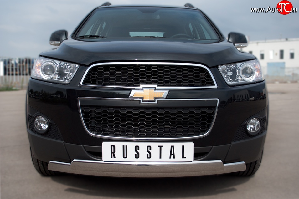 25 999 р. Защита переднего бампера (2 трубыØ75х42 мм, нержавейка) Russtal Chevrolet Captiva 1-ый рестайлинг (2011-2013)  с доставкой в г. Набережные‑Челны