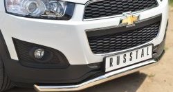 16 999 р. Защита переднего бампера (Ø63 мм волна, нержавейка) SLITKOFF  Chevrolet Captiva (2013-2016) 2-ой рестайлинг  с доставкой в г. Набережные‑Челны. Увеличить фотографию 2