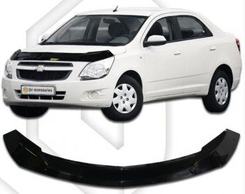 2 199 р. Дефлектор капота CA-Plastic  Chevrolet Cobalt (2011-2016) седан дорестайлинг (Classic черный, Без надписи)  с доставкой в г. Набережные‑Челны. Увеличить фотографию 1