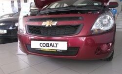 2 089 р. Нижняя сетка на бампер Russtal (черная) Chevrolet Cobalt седан дорестайлинг (2011-2016)  с доставкой в г. Набережные‑Челны. Увеличить фотографию 2