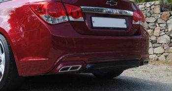 5 299 р. Накладка на задний бампер Extreem  Chevrolet Cruze  J300 (2012-2015) седан рестайлинг (Неокрашенная)  с доставкой в г. Набережные‑Челны. Увеличить фотографию 5