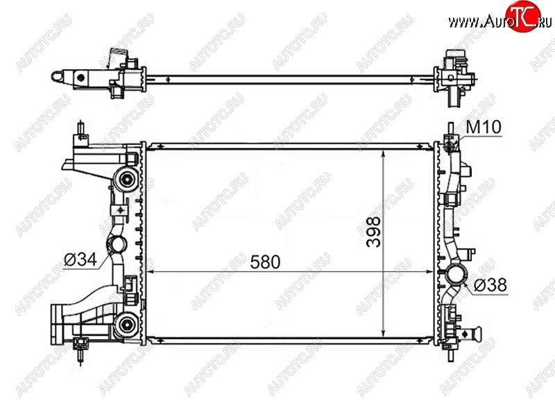 6 349 р. Радиатор двигателя SAT (1.6/1.8, трубчатый, АКПП)  Chevrolet Cruze (J300,  J305,  J308), Orlando, Opel Astra (J), Zafira (С,  C)  с доставкой в г. Набережные‑Челны