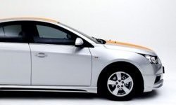 3 999 р. Накладка на передний бампер Extrime Chevrolet Cruze J300 седан дорестайлинг (2009-2012) (Неокрашенная)  с доставкой в г. Набережные‑Челны. Увеличить фотографию 2