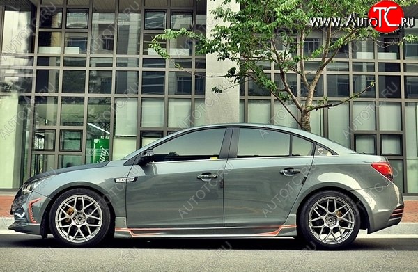 4 199 р. Пороги накладки CT Chevrolet Cruze J300 седан дорестайлинг (2009-2012) (Неокрашенные)  с доставкой в г. Набережные‑Челны