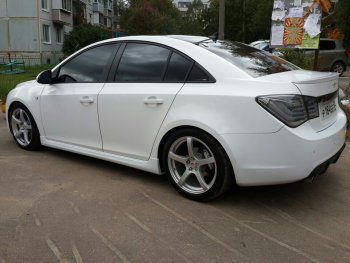 4 099 р. Пороги накладки пластиковые CT  Chevrolet Cruze ( J300,  J305,  J308) (2009-2015) седан дорестайлинг, хэтчбек дорестайлинг, седан рестайлинг, универсал рестайлинг, хэтчбек рестайлинг (Неокрашенные)  с доставкой в г. Набережные‑Челны. Увеличить фотографию 2