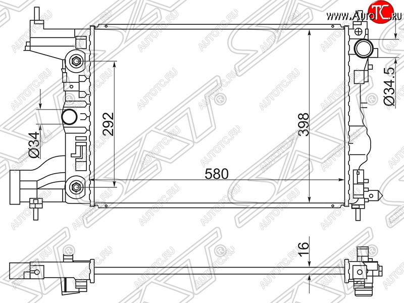 6 399 р. Радиатор двигателя SAT (трубчатый, МКПП/АКПП) Chevrolet Cruze J300 седан дорестайлинг (2009-2012)  с доставкой в г. Набережные‑Челны