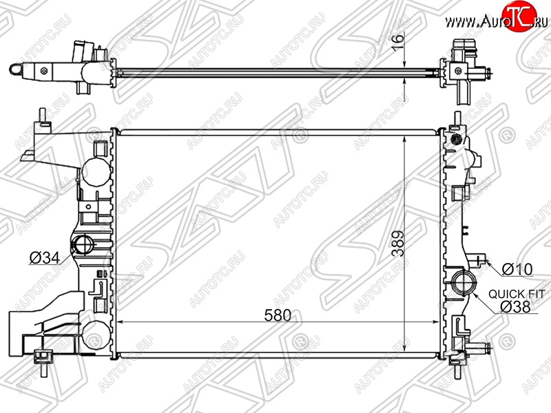 5 999 р. Радиатор двигателя SAT (трубчатый, 1.4/1.6/1.8, МКПП) Chevrolet Cruze J300 седан дорестайлинг (2009-2012)  с доставкой в г. Набережные‑Челны