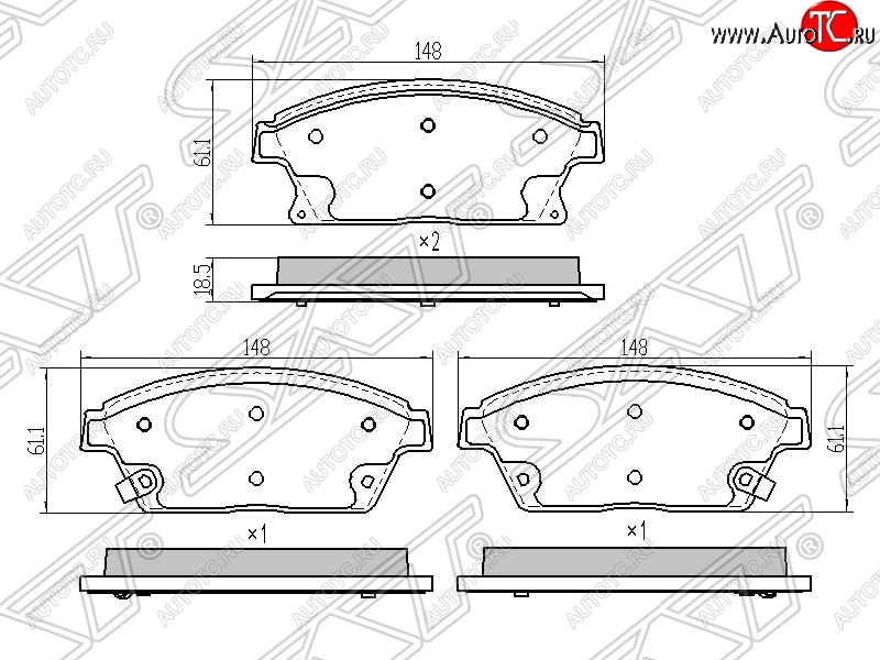 1 299 р. Колодки тормозные передние SAT (диски 300мм) Chevrolet Aveo T250 седан рестайлинг (2006-2011)  с доставкой в г. Набережные‑Челны