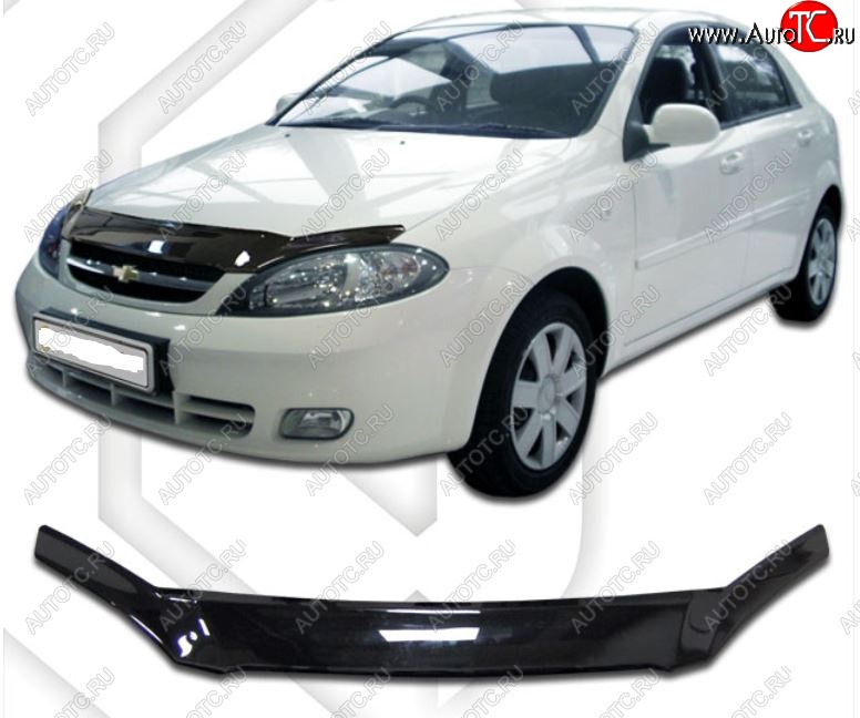 1 999 р. Дефлектор капота CA-Plastic  Chevrolet Lacetti  хэтчбек (2002-2013) (Classic черный, Без надписи)  с доставкой в г. Набережные‑Челны