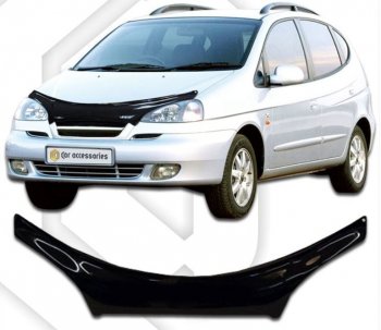 2 199 р. Дефлектор капота CA-Plastiс exclusive Chevrolet Rezzo (2000-2008) (Classic черный, Без надписи)  с доставкой в г. Набережные‑Челны. Увеличить фотографию 1