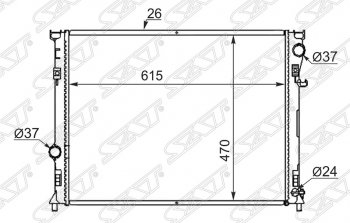 Радиатор двигателя SAT (пластинчатый, АКПП) Chrysler (Крайслер) 300C (300С)  LX (2004-2011), Dodge (Додж) Magnum (Магнум) (2004-2008)