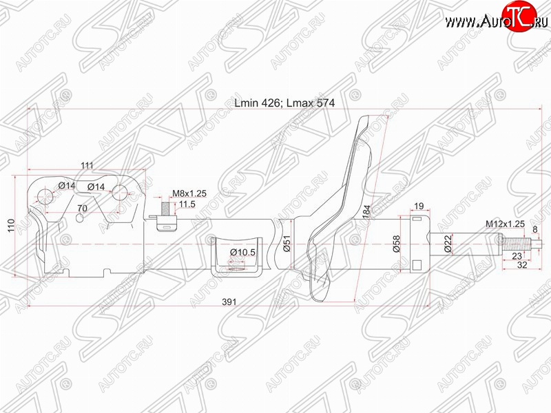 4 399 р. Левый амортизатор передний SAT Peugeot Partner M49/M59 дорестайлинг (1997-2002)  с доставкой в г. Набережные‑Челны