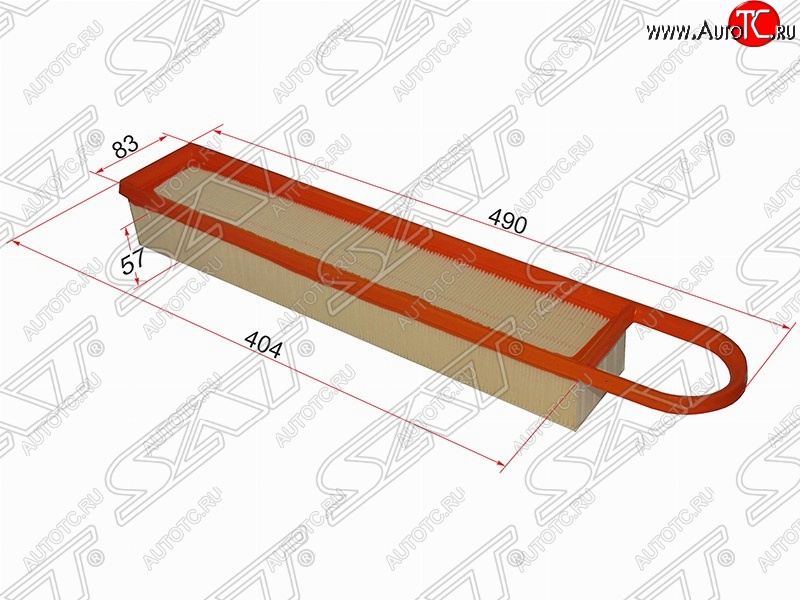 459 р. Фильтр воздушный двигателя SAT (490/404х83х57 mm)  CITROEN C3 (дорестайлинг), C4 (B7), DS3 (PF1), Peugeot 207 (WK,  WA,  WC), 3008, 308 (T7)  с доставкой в г. Набережные‑Челны