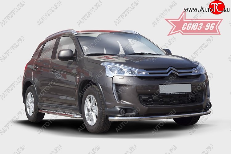 17 639 р. Защита переднего бампера одинарная Souz-96 Premium (d60) CITROEN C4 aircross (2012-2017)  с доставкой в г. Набережные‑Челны