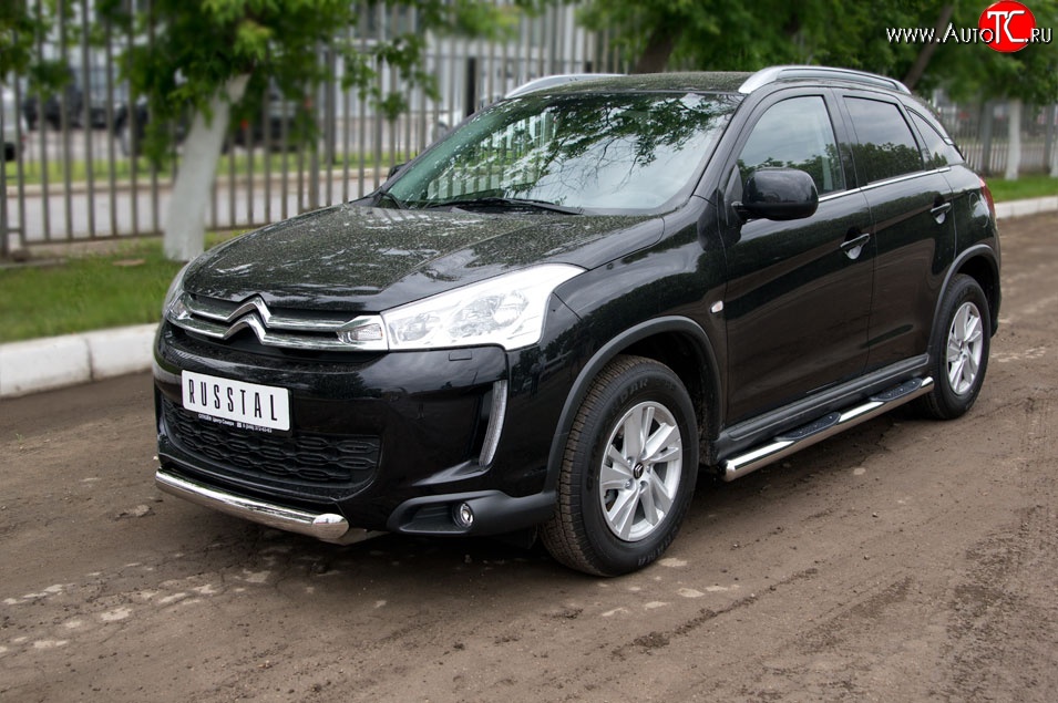 15 349 р. Одинарная защита переднего бампера диаметром 76 мм SLITKOFF  CITROEN C4 aircross (2012-2017)  с доставкой в г. Набережные‑Челны