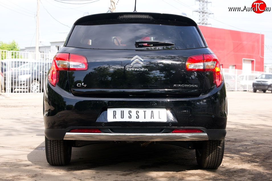 18 549 р. Защита заднего бампера (Ø75x42 мм, нержавейка) Russtal CITROEN C4 aircross (2012-2017)  с доставкой в г. Набережные‑Челны