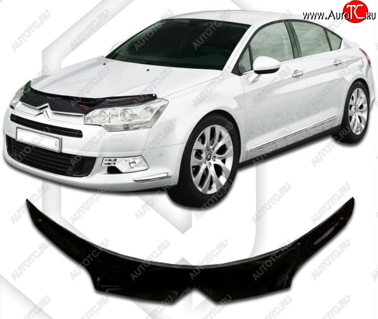 2 199 р. Дефлектор капота CA-Plastic exclusive CITROEN C5 RD дорестайлинг, седан (2008-2017) (Classic черный, Без надписи)  с доставкой в г. Набережные‑Челны