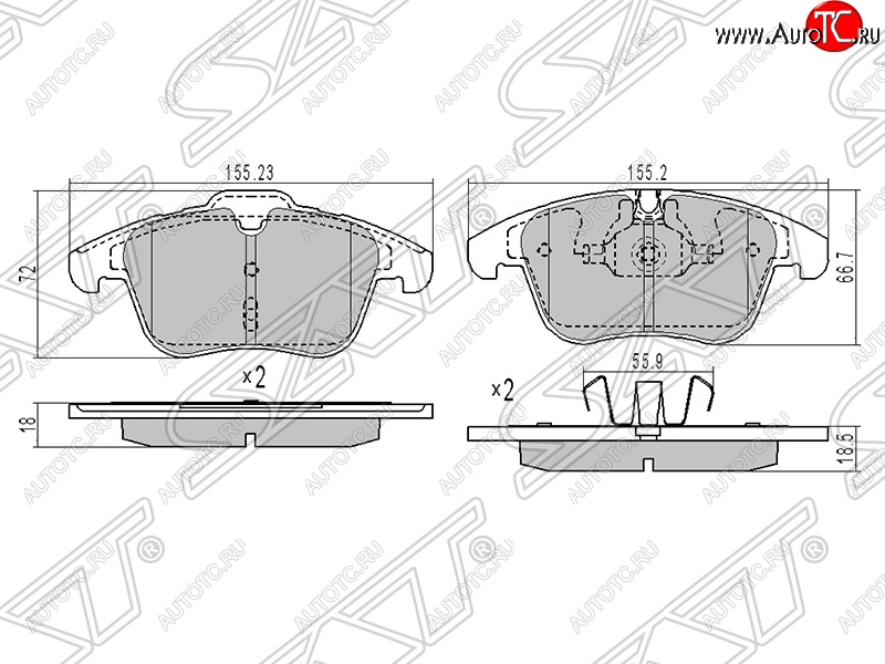 1 289 р. Комплект тормозных колодок SAT (передние)  CITROEN C5 ( RD,  RW) (2008-2017), Peugeot 508 ( седан,  универсал) (2010-2014)  с доставкой в г. Набережные‑Челны