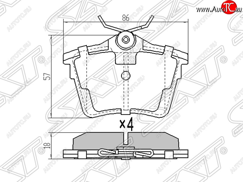 979 р. Колодки тормозные SAT (задние)  CITROEN C5 ( RD,  RW) (2008-2017), Peugeot 407 ( седан,  универсал) (2004-2011), Peugeot 607 (2000-2009)  с доставкой в г. Набережные‑Челны