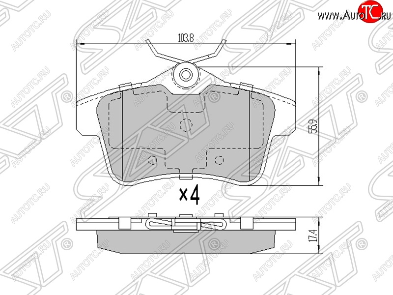 1 099 р. Колодки тормозные SAT (задние)  CITROEN C4 (B7), DS4 (PF1), DS5 (PF2), Peugeot 3008, 5008 (T8), 508 (седан,  универсал)  с доставкой в г. Набережные‑Челны