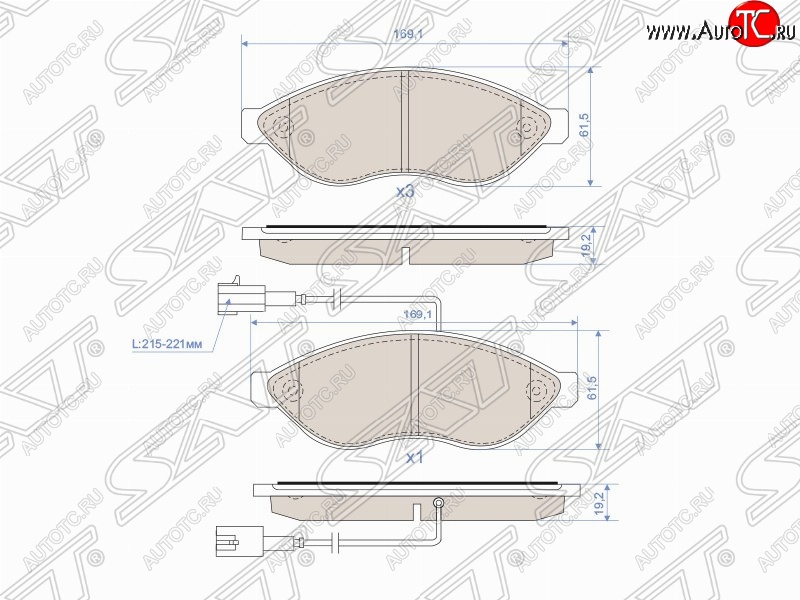 1 459 р. Колодки тормозные SAT (передние)  CITROEN Jumper  250 (2006-2014), Fiat Ducato  250 (2006-2014), Peugeot Boxer  250 (2006-2014)  с доставкой в г. Набережные‑Челны